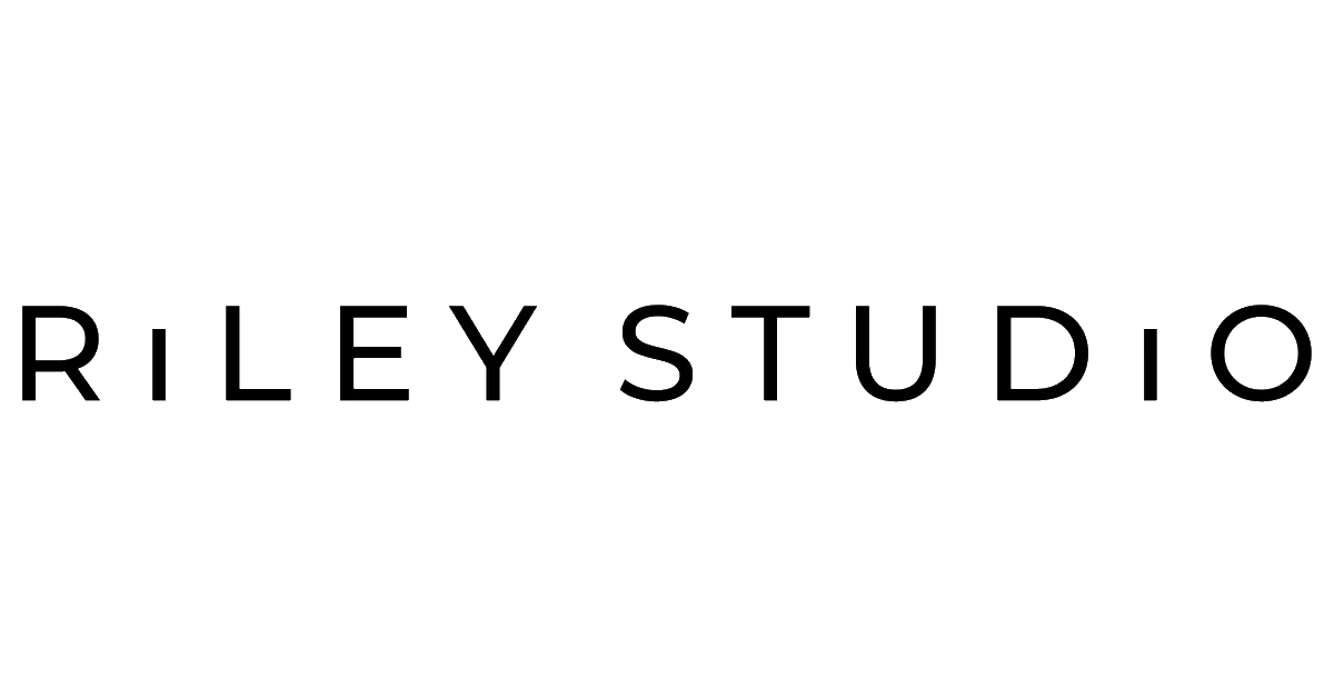 Riley studio logo on a black background, representing sustainable fashion.