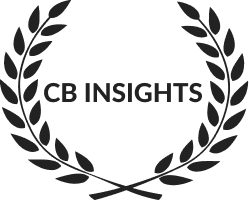 About Us: Cb Insights logo adorned with a black laurel wreath.