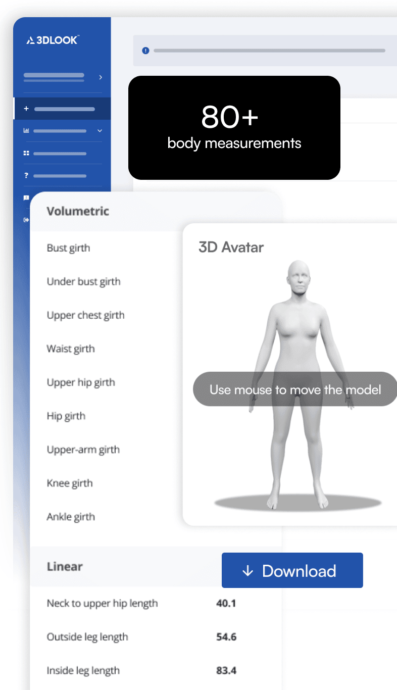 A screenshot of the Body Measurement App's page displaying perfect fit for clothing.