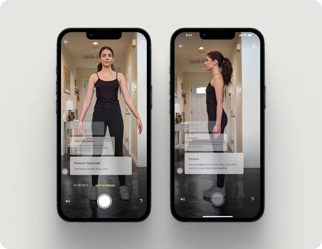 Two iphones showing a woman in a yoga pose, captured by AI-Powered technology.