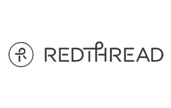 Red thread logo on a white background for the homepage.