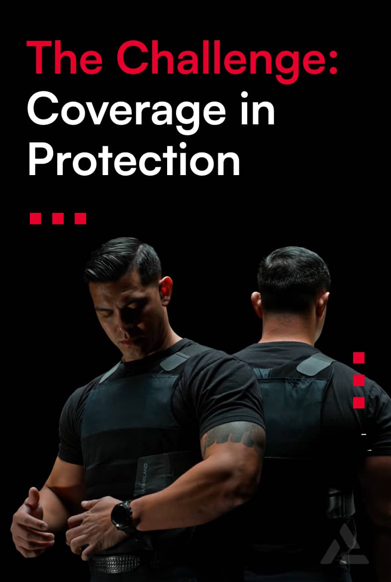 Man wearing a protective bulletproof vest by Safariland Group with a focus on secure fit and coverage.