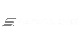 The image on the homepage features the Safariland logo, which displays a stylized "S" followed by the word "Safariland" in bold, white capital letters on a black background.