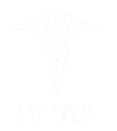 White caduceus symbol above the word "HIPAA" in bold letters on a black background, brought to you by FitXpress.