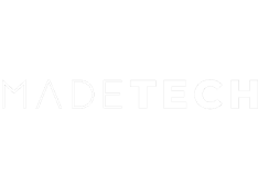Text logo reading "MADE TECH" with a stylized "A" and "C" against a black background, designed to enhance homepage SEO.
