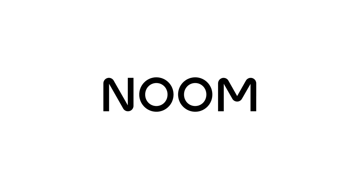 The image shows the word "NOOM" in bold, black, uppercase letters on a white background, representing one of the leading health tech companies shaping the future of healthcare in 2024.