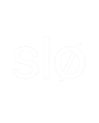 The image displays the word "slø" in lowercase letters on a black background, with a slashed O replacing the regular letter O, giving it a distinct look often associated with modern apparel designs.