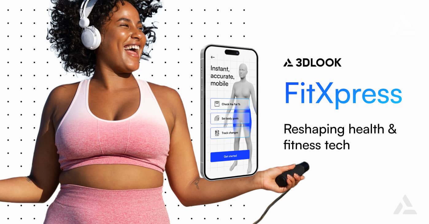 A smiling person in workout attire holds a jump rope while a smartphone screen displays a health app. Text reads: 