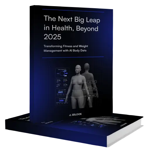 Discover "The Next Big Leap in Health, Beyond 2025," an insightful ebook set to redefine fitness and weight management with AI body data. With its redesigned cover featuring human silhouettes interwoven with data elements, this book is a must-read for the health-conscious of 2024.