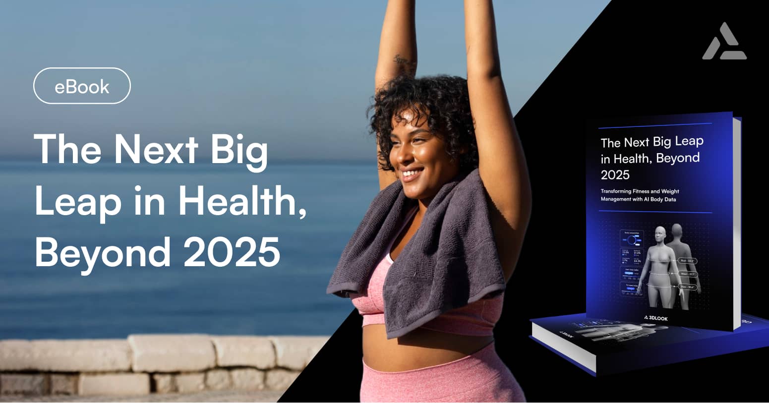 A woman stretches by the ocean, embodying wellness and balance. Discover her journey in the ebook "The Next Big Leap in Health: Beyond 2025.