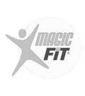 Gray logo with a stylized human figure to the left and the words "MAGIC FIT" in bold letters to the right.