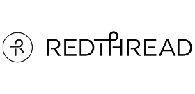 RedThread logo with a stylized "R" in a circle followed by the word "REDTHREAD" in uppercase, with the "T" resembling a threaded needle.