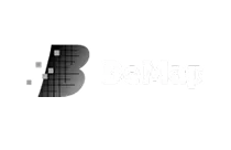 Black letter "B" with a grid and dots—evoking Structured Body Data—next to the word "BeMap" in white text on a light gray background.